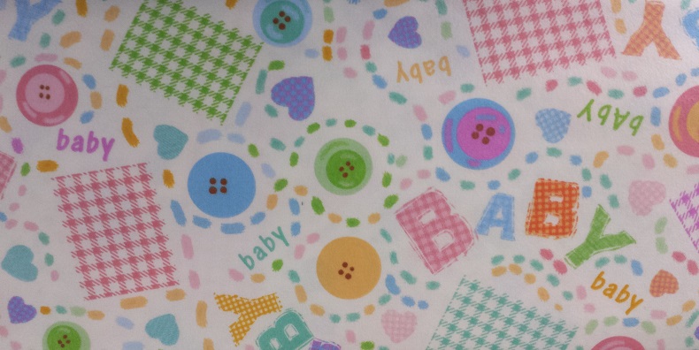 Baby Words and Buttons - Flannel Fabric - Click Image to Close